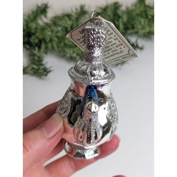 Retired Old World Christmas Coffee Pot Ornament - Picture 2 of 3